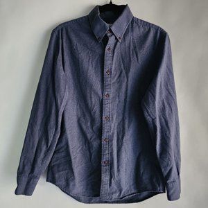 And Z By Ziozia Unique Contemporary Style Mens Medium Long Sleeve Blue Button Up